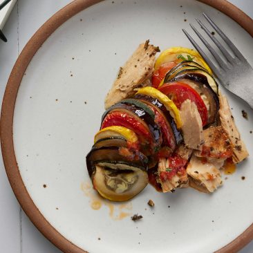 RATATOUILLE WITH TUNA & ROASTED POTATOES