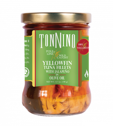 Tonnino Pole and Line Yellowfin Tuna Fillets with Jalapeno in Olive Oil