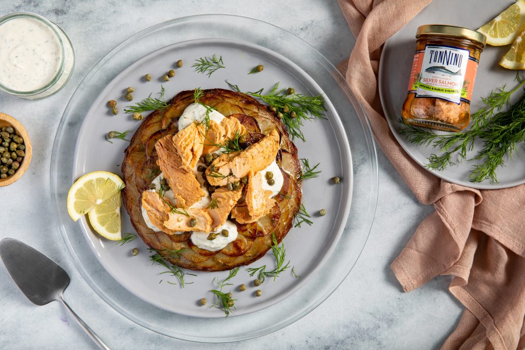 Skillet Salmon & Potato Galette Recipe | Tonnino